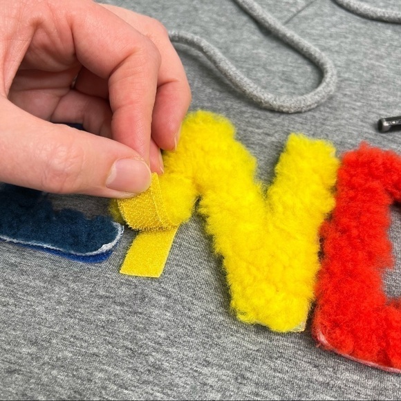 RARE Fendi Shearling Velcro Logo Cotton Pullover Furry Lined Grey Hoodie Sweater - Picture 6 of 16